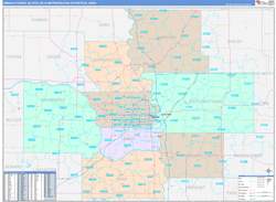 Omaha-Council Bluffs Metro Area Wall Map Color Cast Style 2024